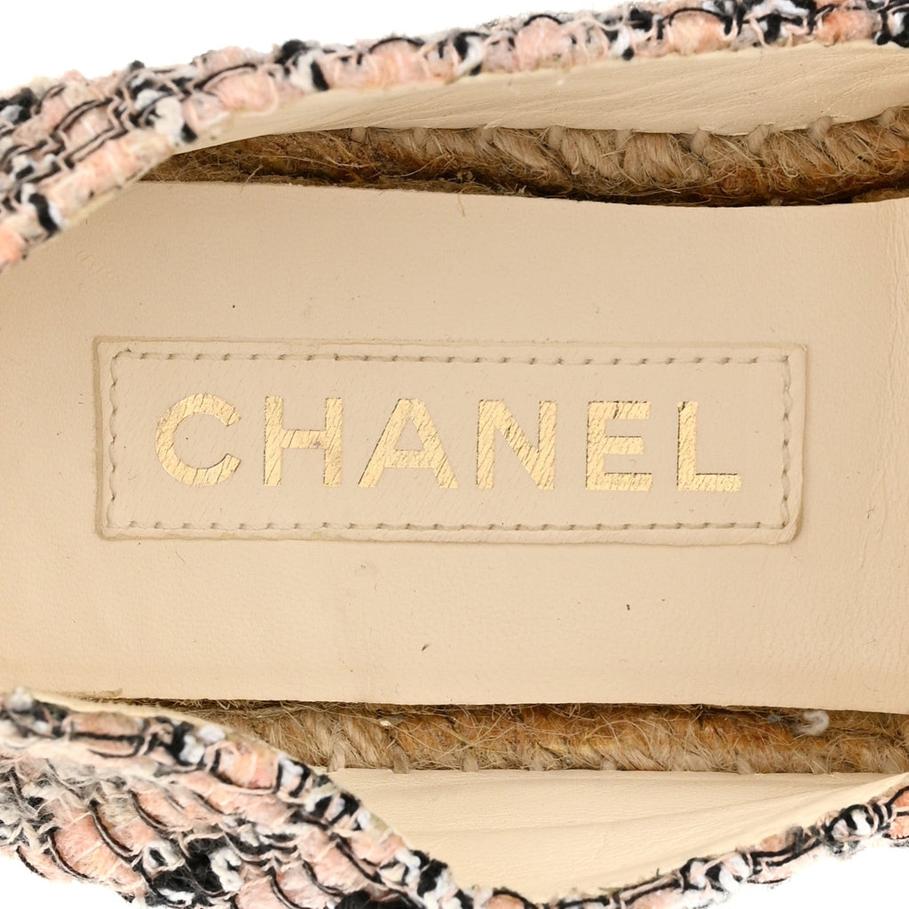 Tweed Lambskin CC Espadrilles 38 Pink