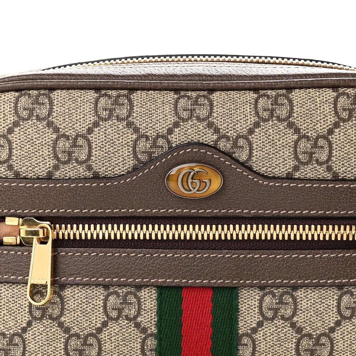 GG Supreme Monogram Web Small Ophidia Belt Bag 95 38 Dark Brown