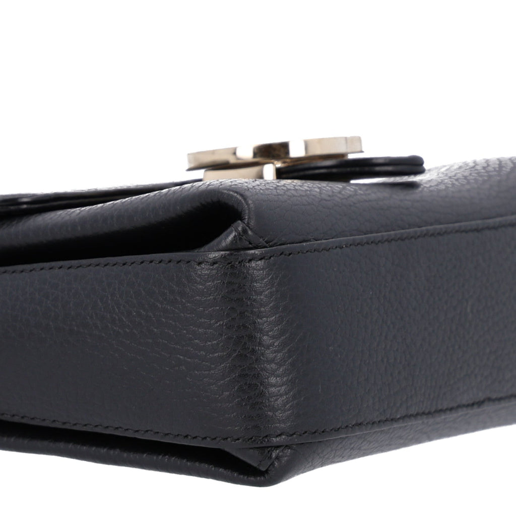 Dollar Calfskin Interlocking G Crossbody Bag Black
