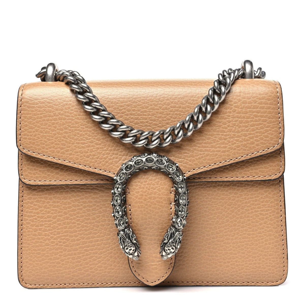 Dollar Calfskin Crystal Mini Dionysus Shoulder Bag Natural Tan Black Diamond