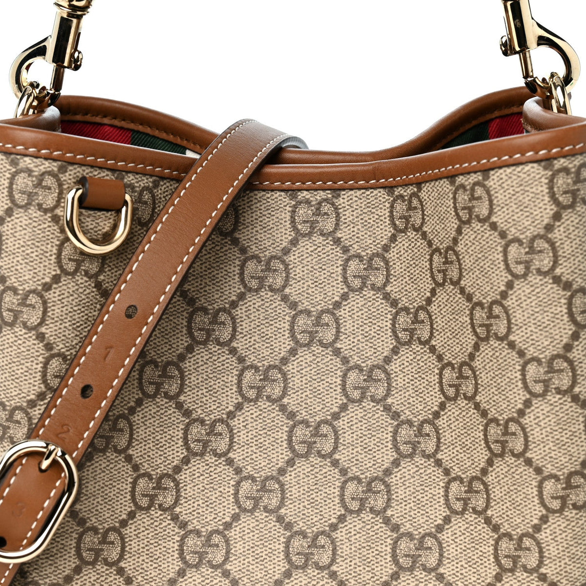 GG Supreme Monogram Emblem Small Shoulder Bag Beige Ebony Sundial