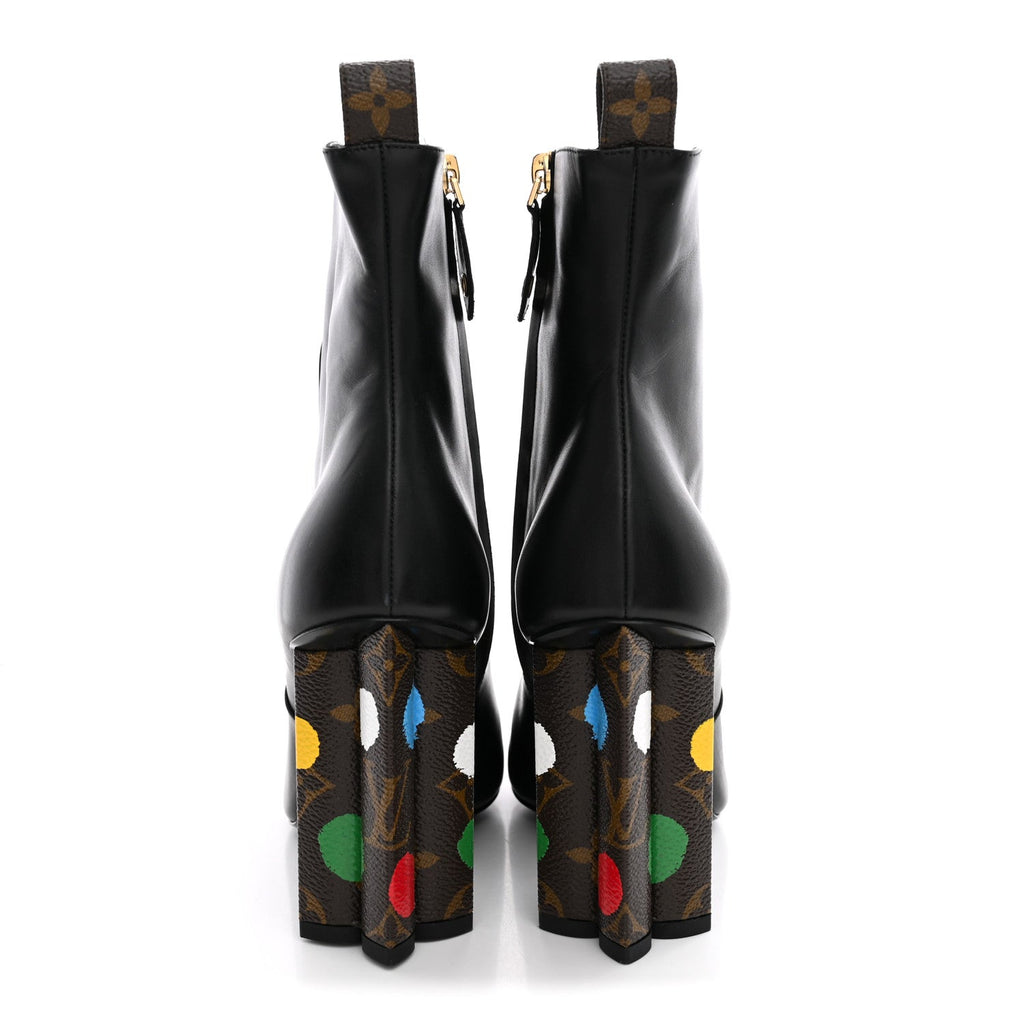 LV X YK Calfskin Monogram Silhouette Ankle Boots 37.5 Black