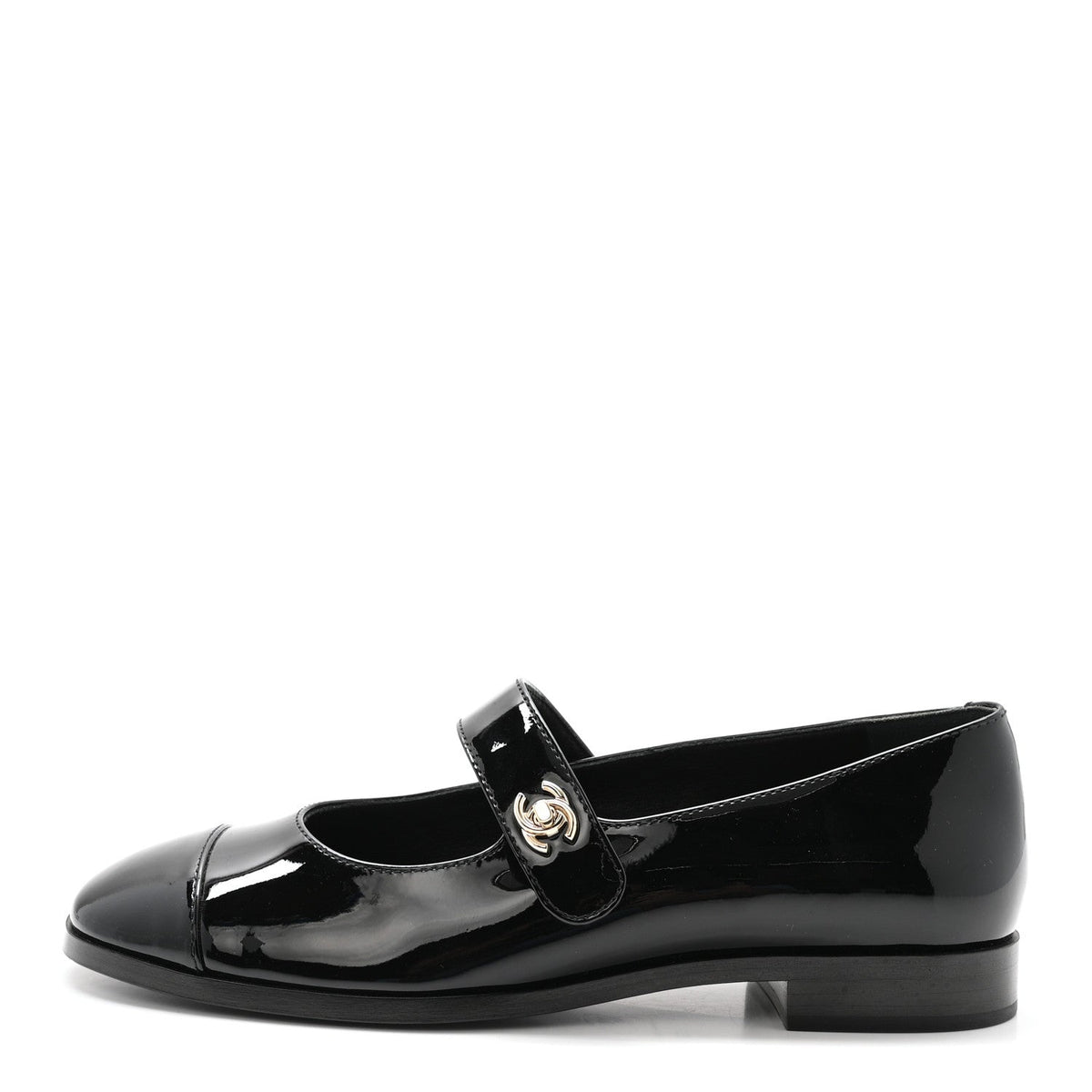 Patent Calfskin Mary Janes Flats 37.5 Black