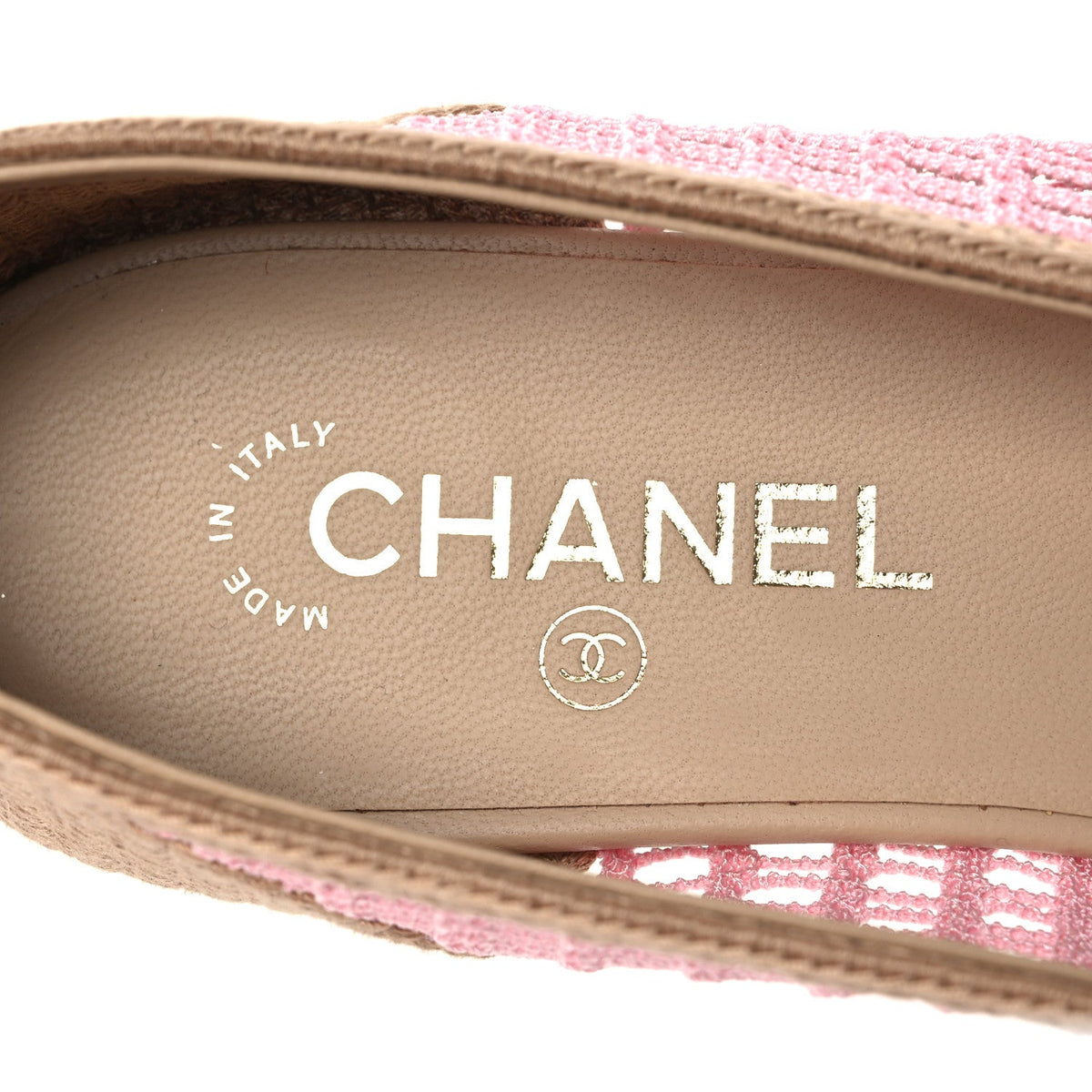 Raffia Cap Toe Ballerina Flats 40 Pink Beige