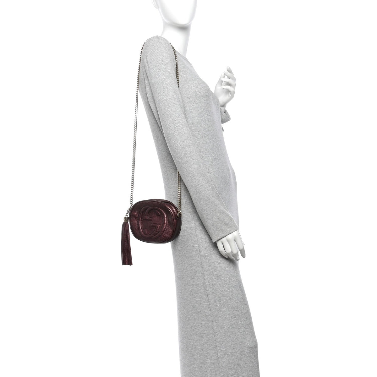 Metallic Pebbled Calfskin Mini Soho Chain Bag Purple
