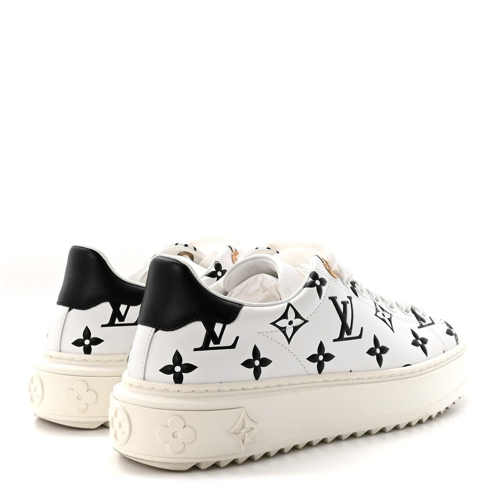 Calfskin Monogram Debossed Time Out Sneakers 35 Black