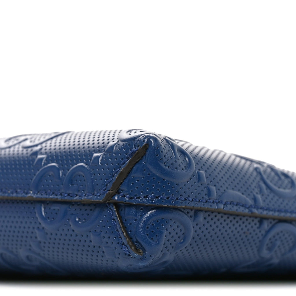 Calfskin GG Tennis Embossed Medium Wristlet Messenger Bag Intense Metal Blue
