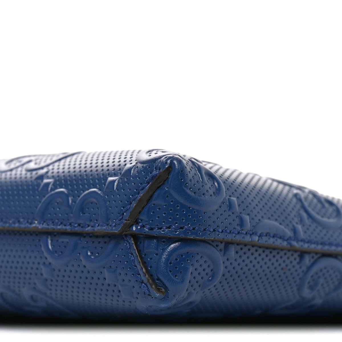 Calfskin GG Tennis Embossed Medium Wristlet Messenger Bag Intense Metal Blue