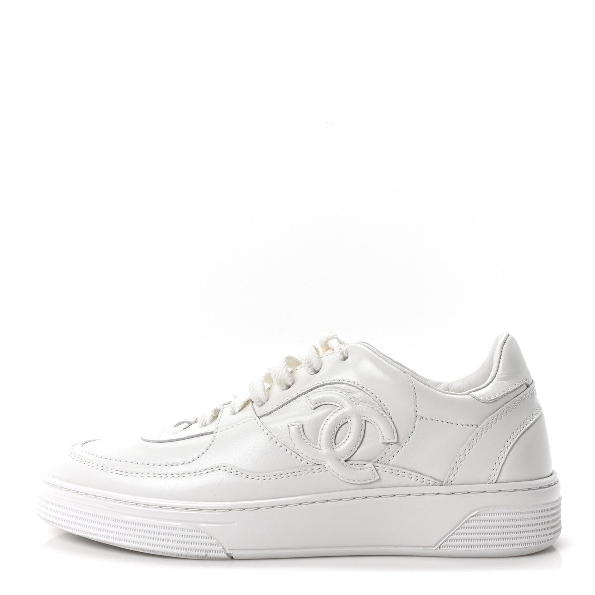 Calfskin Womens CC Sneakers 37.5 White