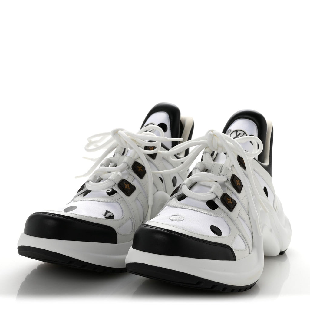 Calfskin Satin Printed Polka Dot Monogram LV Archlight Sneakers 39.5 White