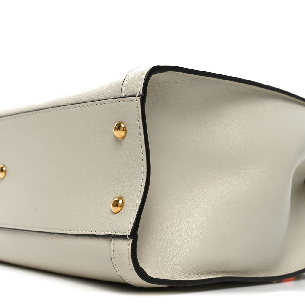 Wonka Grain Calfskin Small Diana Tote Bag Mystic White Orange Fluo