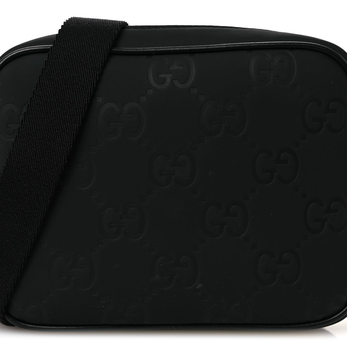 Rubber Effect Monogram GG Crossbody Bag Black