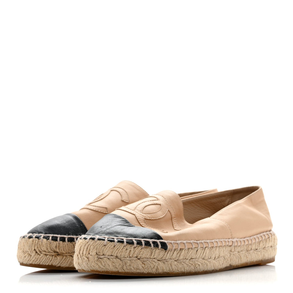 Lambskin CC Espadrilles 37 Beige Black