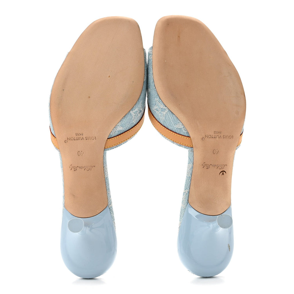 Monogram Denim 6AM Mules 40 Light Blue