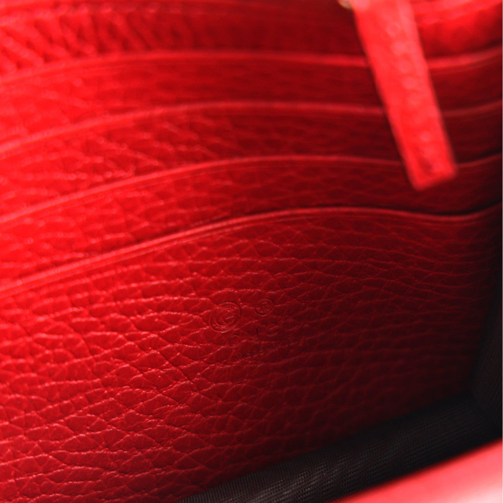 Dollar Calfskin Interlocking G Chain Wallet Red