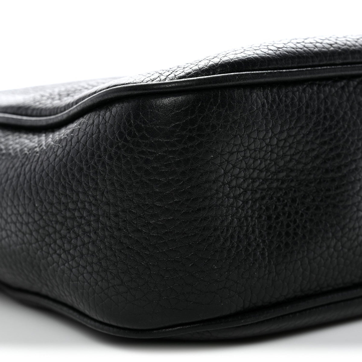 Pebbled Calfskin Small Soho Disco Bag Black