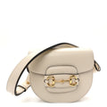 Azalea Calfskin Mini Horsebit 1955 Rounded Shoulder Bag Mystic White