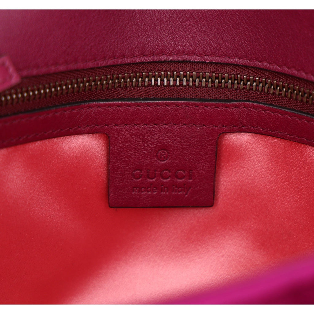Velvet Matelasse Medium GG Marmont Shoulder Bag Fuchsia Violet Cyclamen