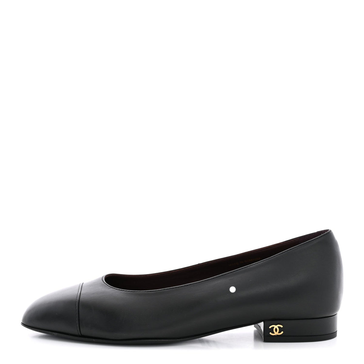 Lambskin Cap Toe CC Uniform Ballerina Flats 36.5 Black