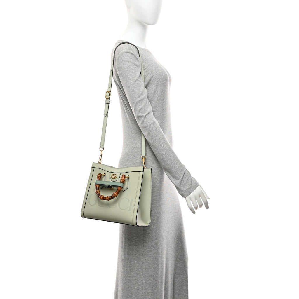 Charisma Calfskin Gucci Embossed Web Diana Tote Bag Salvy Green