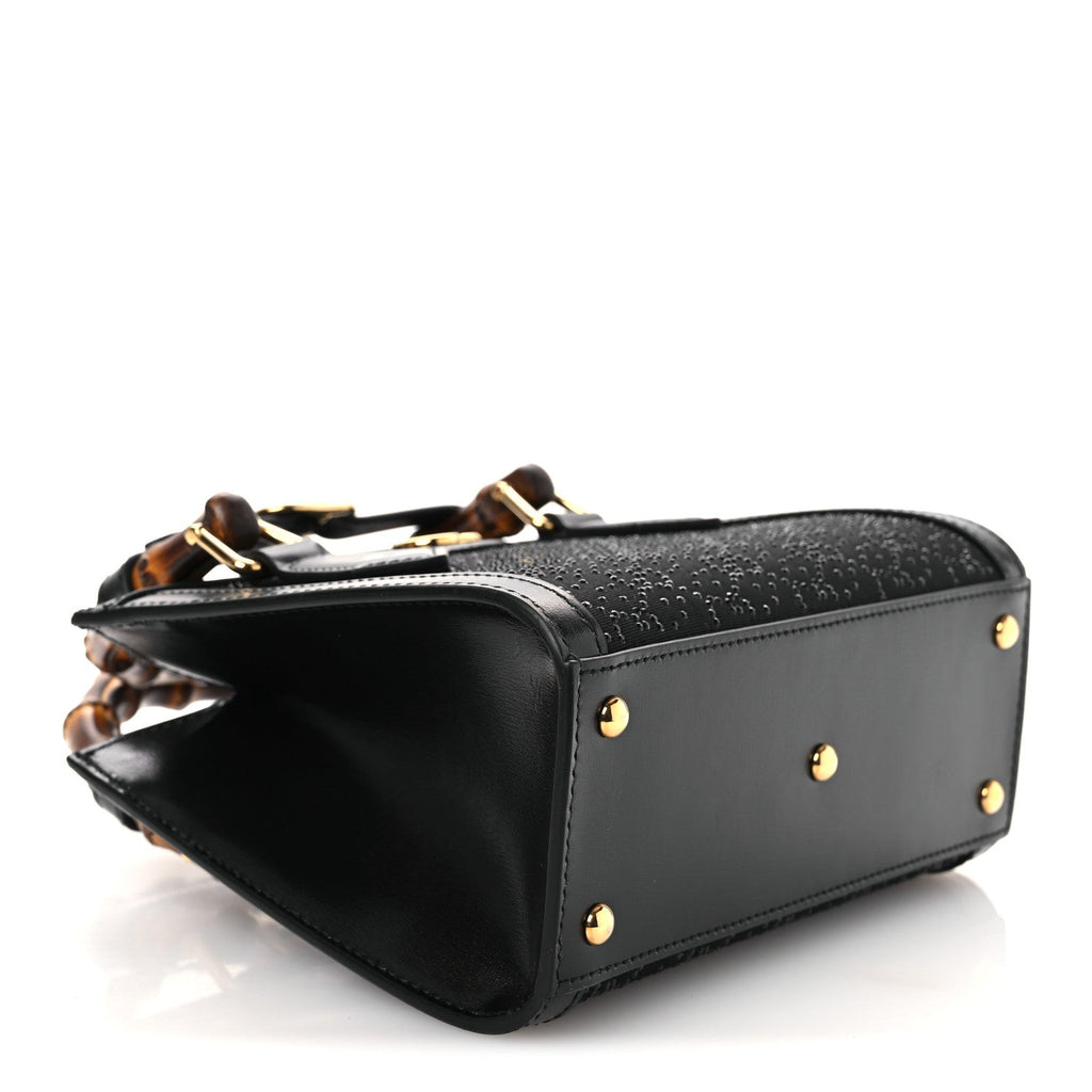 New Canvas Charisma Calfskin Crystal GG Monogram Mini Diana Tote Black
