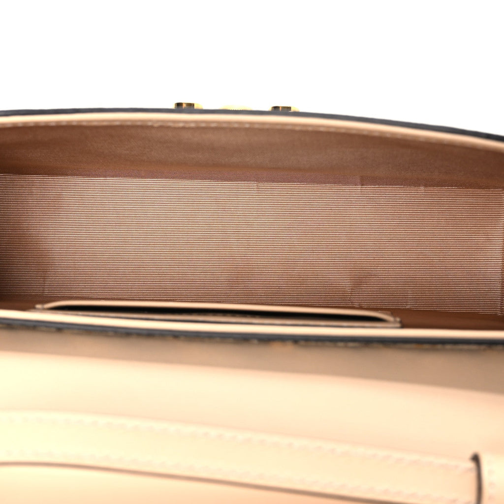 GG Supreme Monogram Calfskin Horsebit Print Mini Padlock Top Handle Shoulder Bag Beige Ebony Light Pink