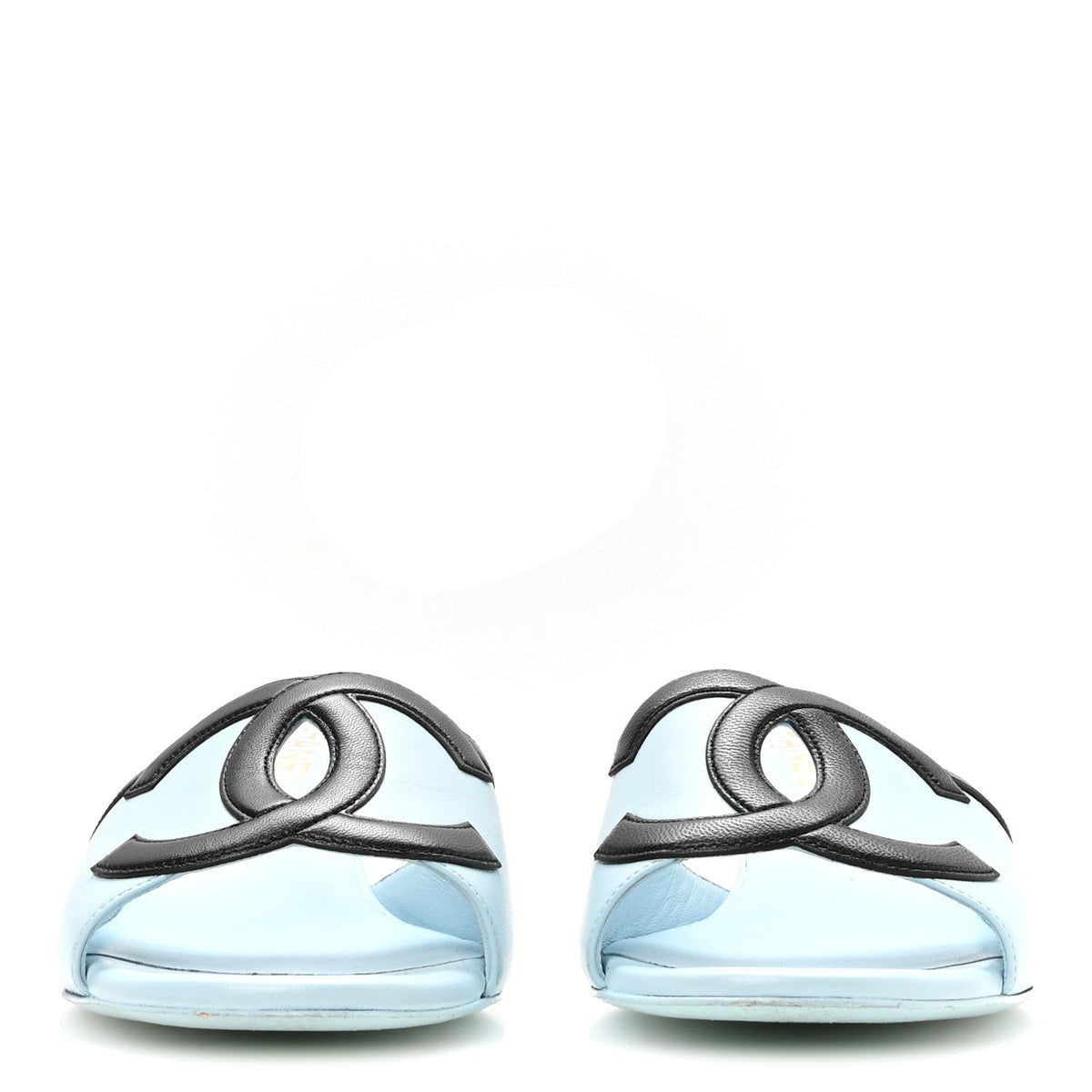 Lambskin CC Cutout Mules 41 Blue Black
