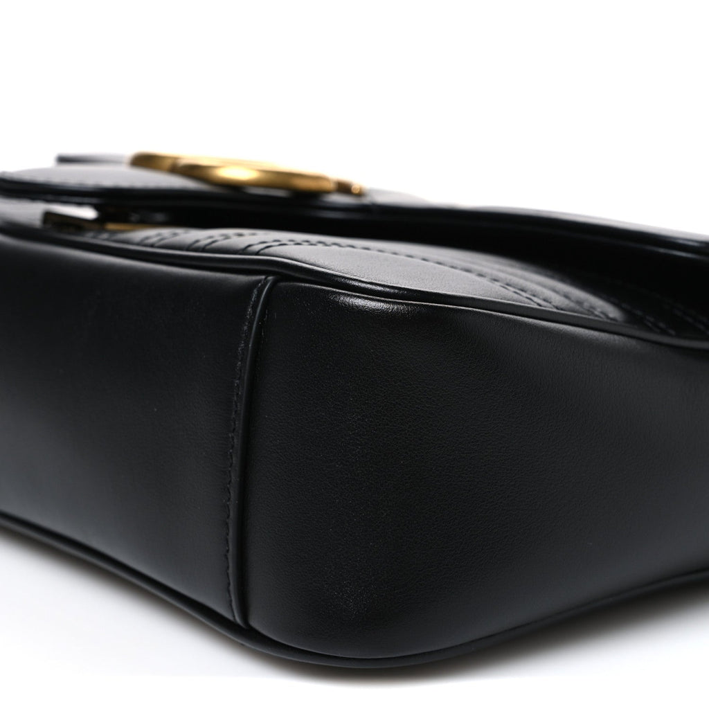 Calfskin Matelasse Small GG Marmont Shoulder Bag Black