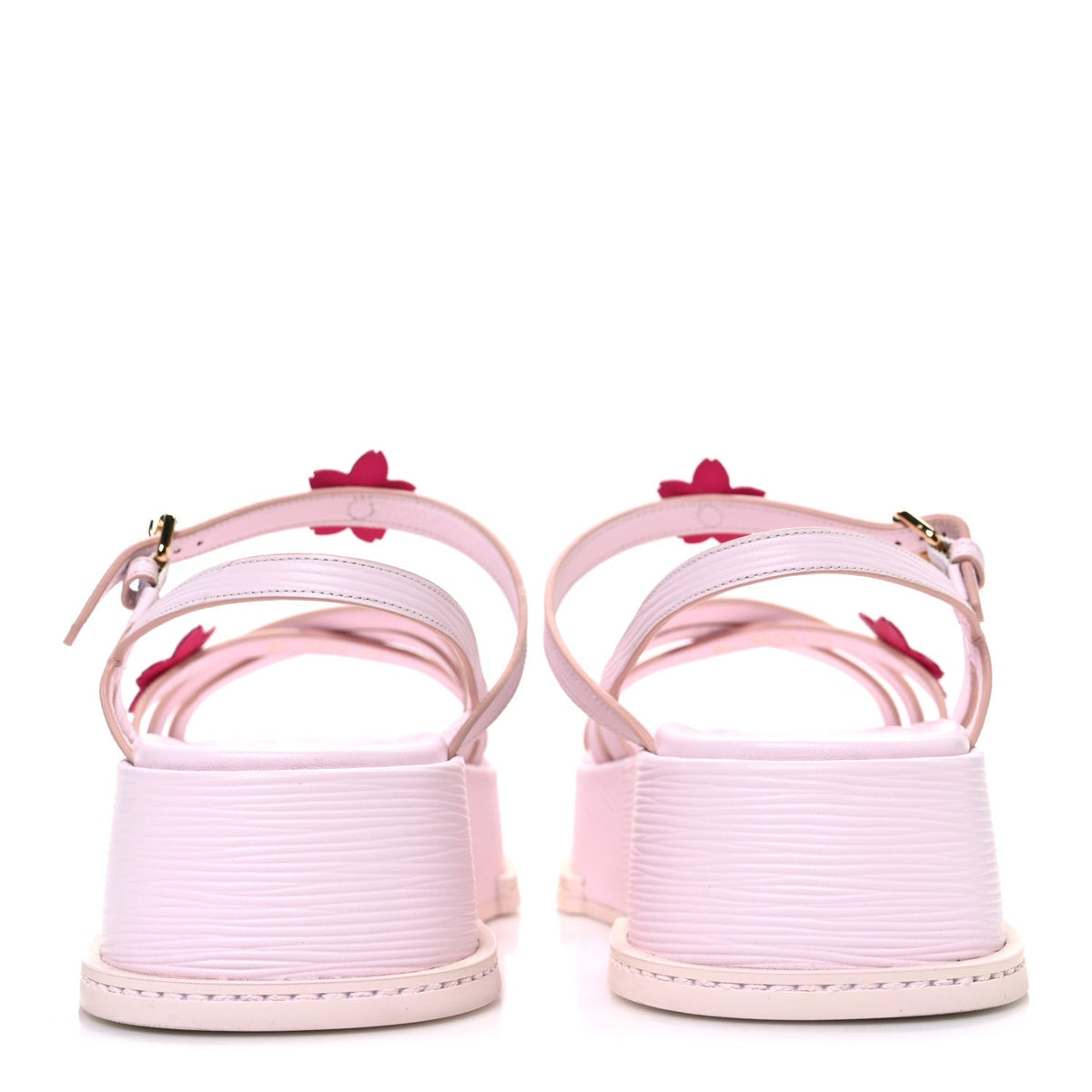 LV X TM Cherry Blossom Calfskin Maya Flatform Sandals 40 Light Pink