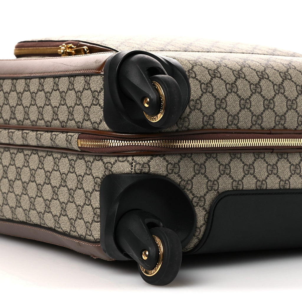 GG Supreme Monogram Azalea Calfskin Retro Interlocking G Small Savoy Cabin Trolley Beige Ebony Brown Sugar