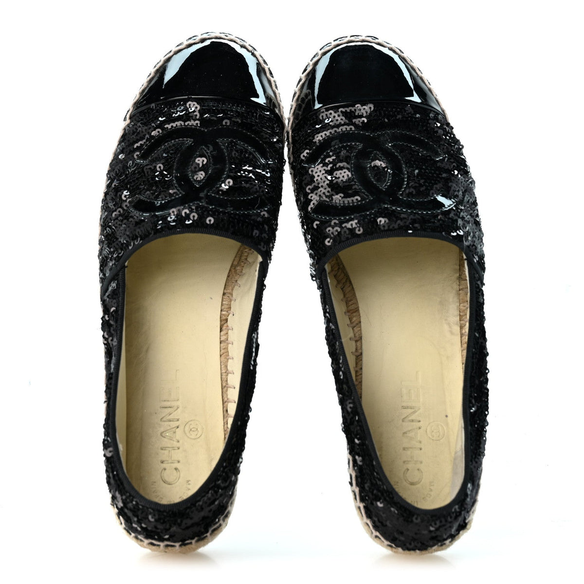 Patent Sequin CC Espadrilles 38 Black