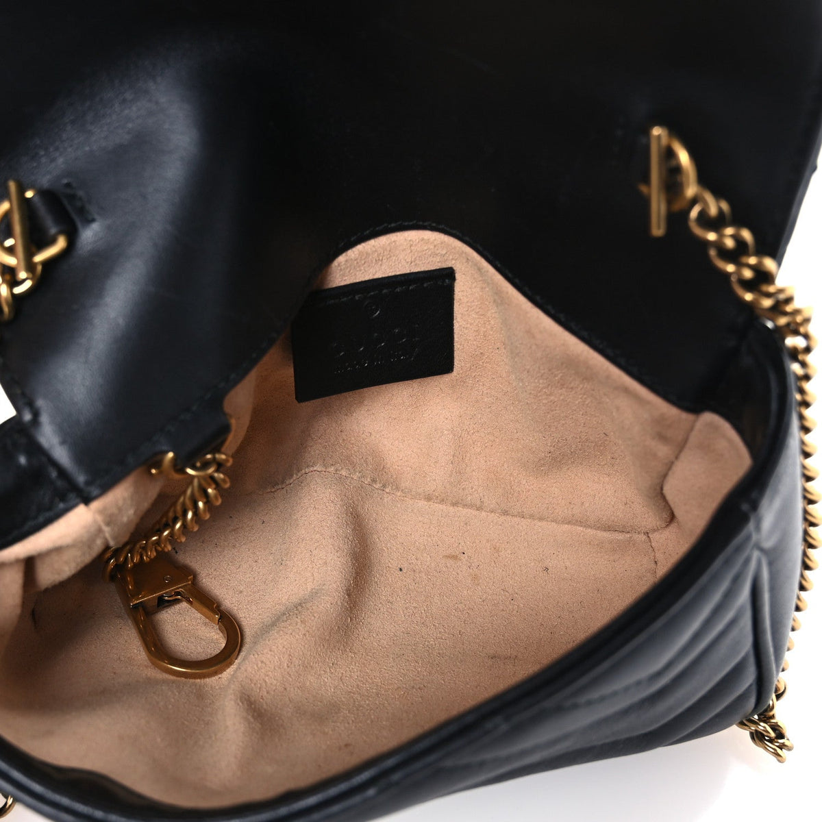Calfskin Matelasse Super Mini GG Marmont Shoulder Bag Black
