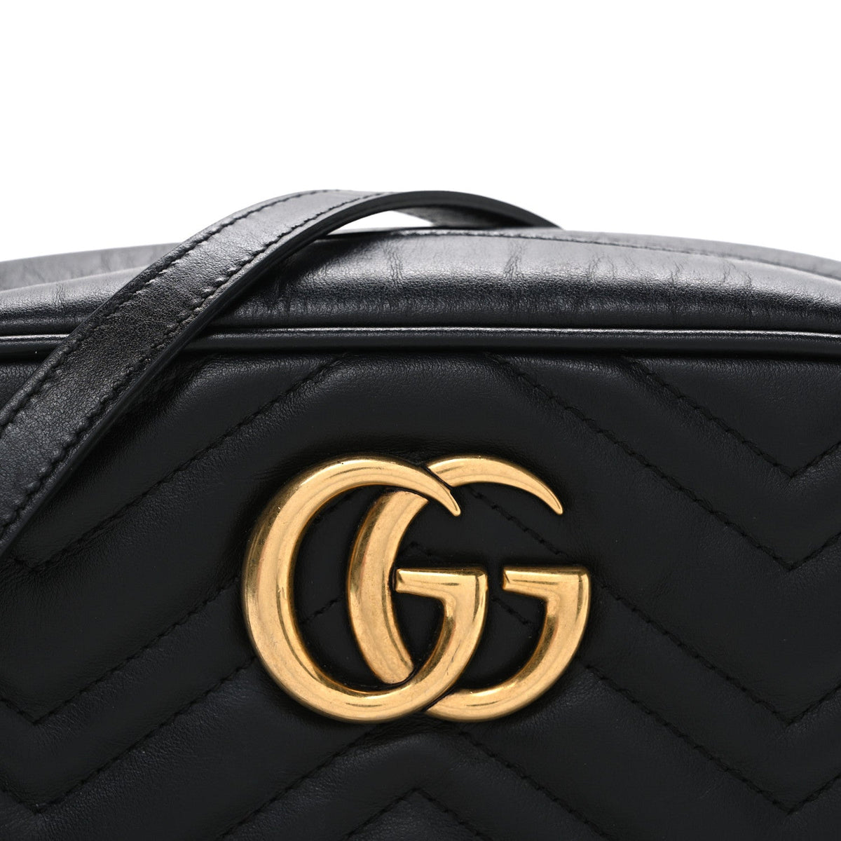 Calfskin Matelasse Small GG Marmont Chain Shoulder Bag Black