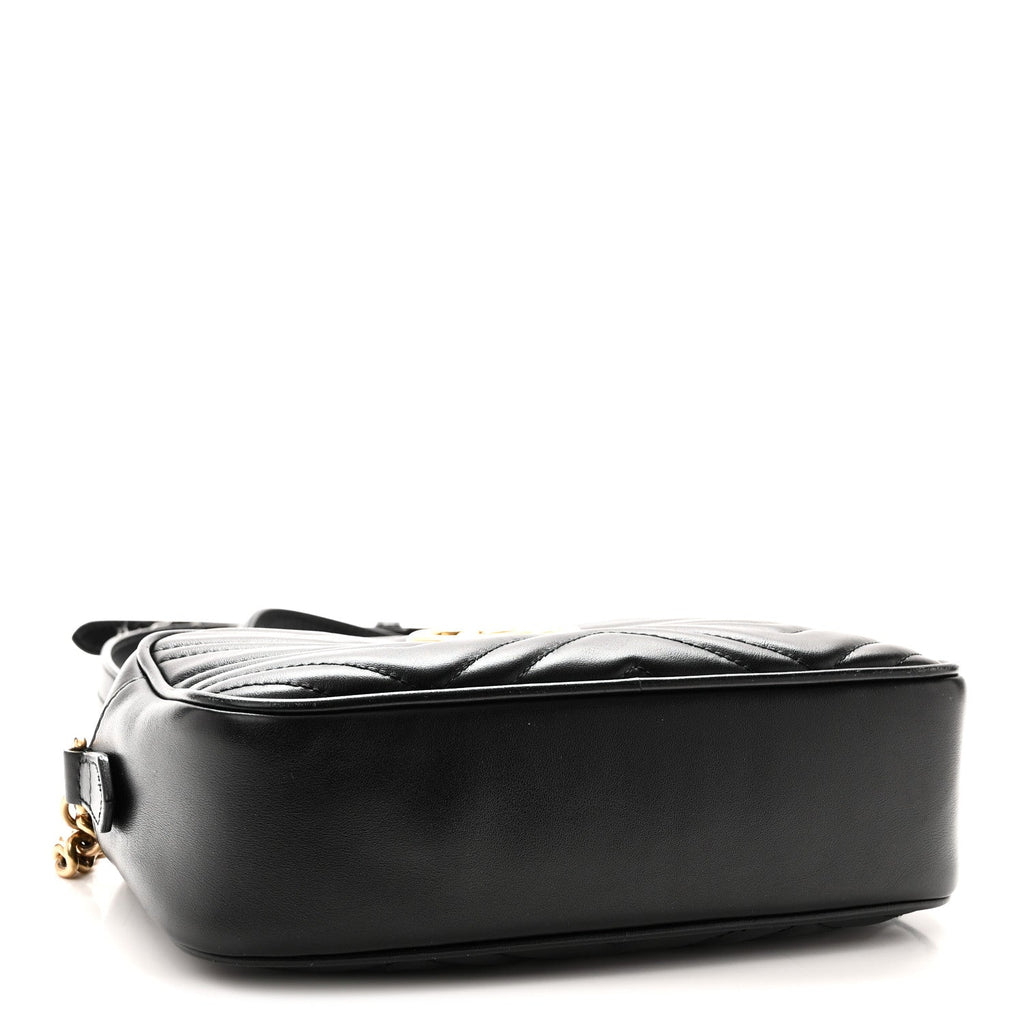 Calfskin Matelasse Small GG Marmont Chain Shoulder Bag Black