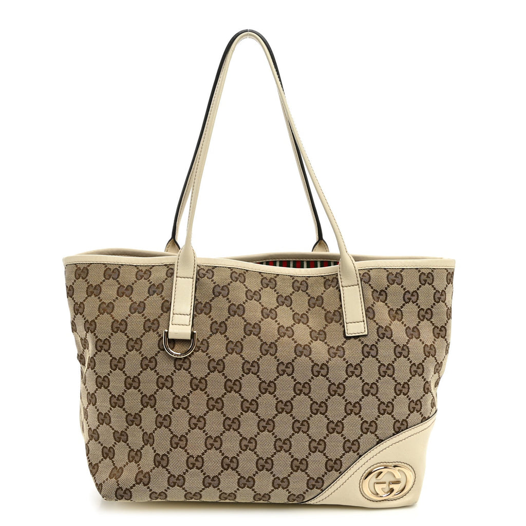 Monogram Medium New Britt Tote Off White