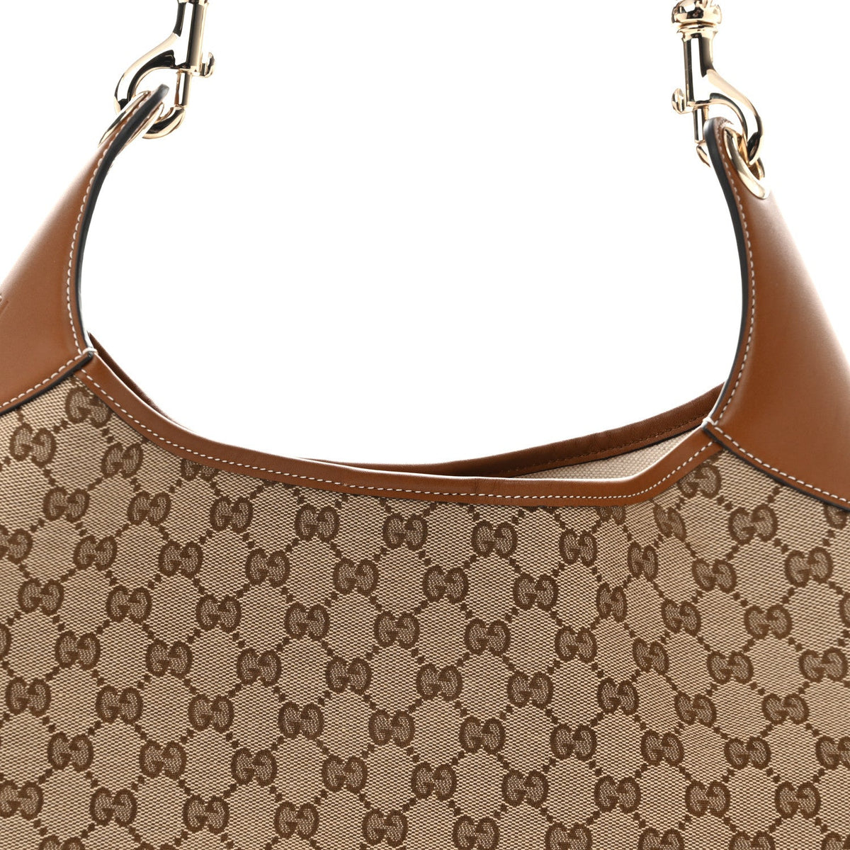 GG Supreme B Large Shoulder Bag Beige Dark Brown