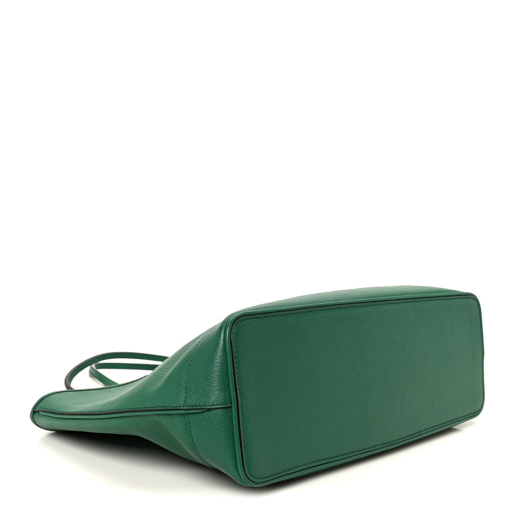 Textured Dollar Calfskin Medium Ophidia Shoulder Tote Bag Green