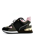 Suede Monogram Run Away Sneakers 37 Khaki Multicolor