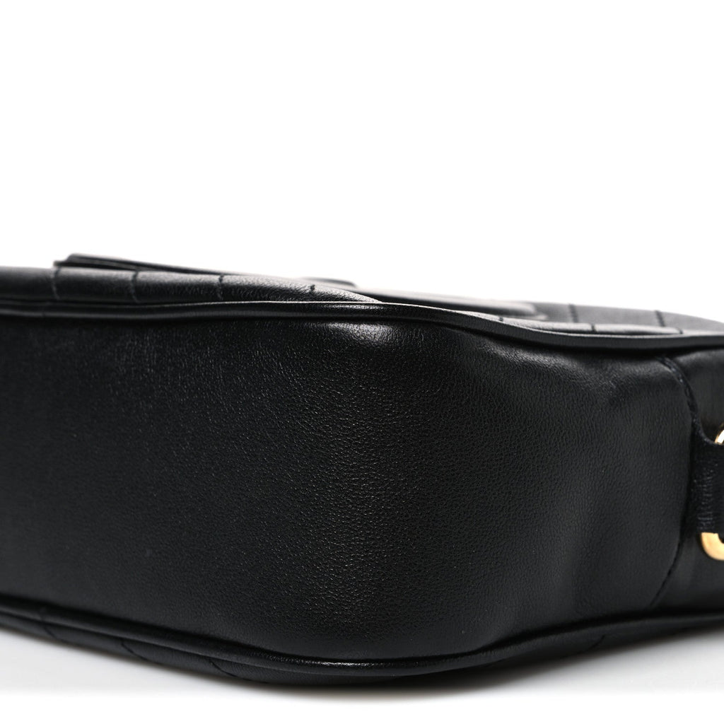 Sakai Be Green Calfskin Diagonal Stitched Small Blondie Shoulder Bag Black