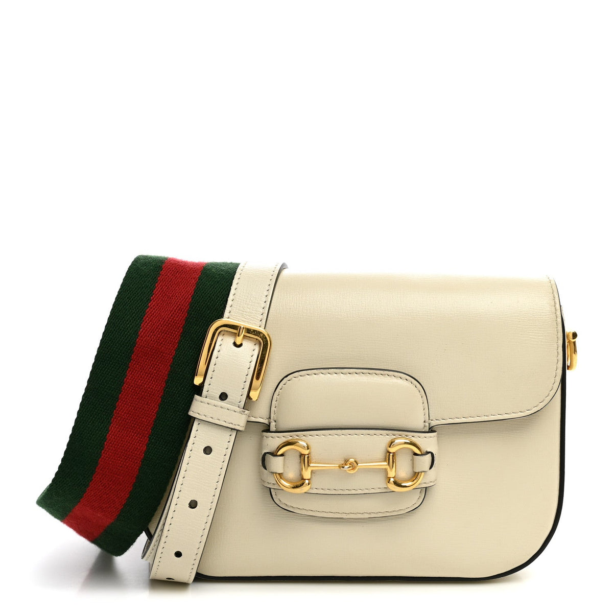 Azalea Calfskin Web Mini Horsebit 1955 Shoulder Bag Mystic White
