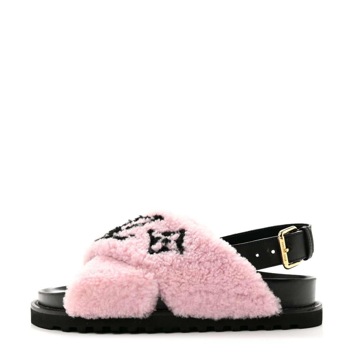 Shearling Calfskin Paseo Flat Comfort Sandal 38 Pink