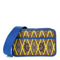 GG Supreme Monogram Mix Textured Dollar Calfskin Rhombus Inlay Crossbody Bag Beige Ebony Harvest Joy Blue