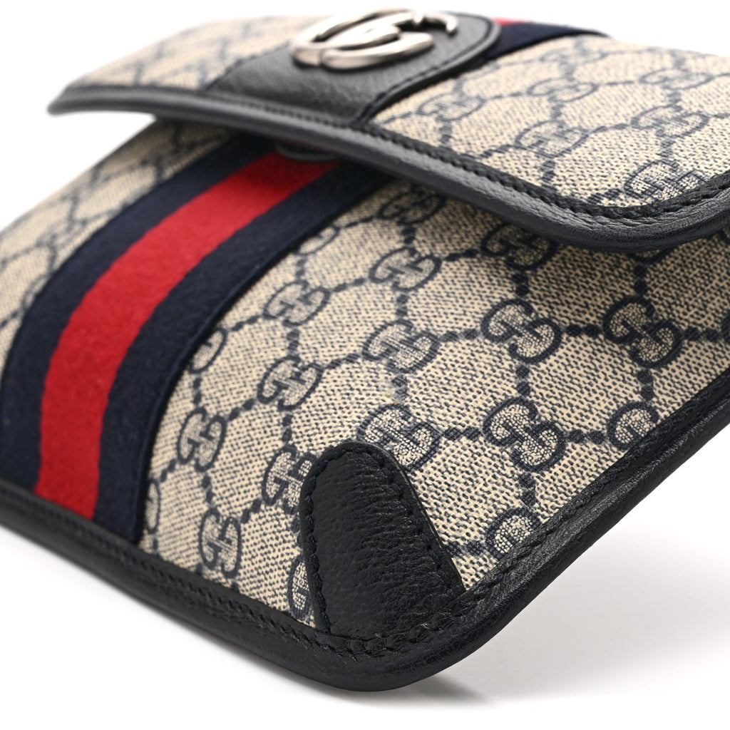 GG Supreme Monogram Web Small Ophidia Belt Bag 90 36 Beige Navy