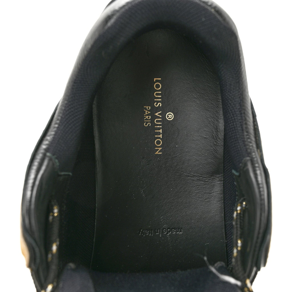 Calfskin Mens Zig Zag Sneakers 8 Black Gold