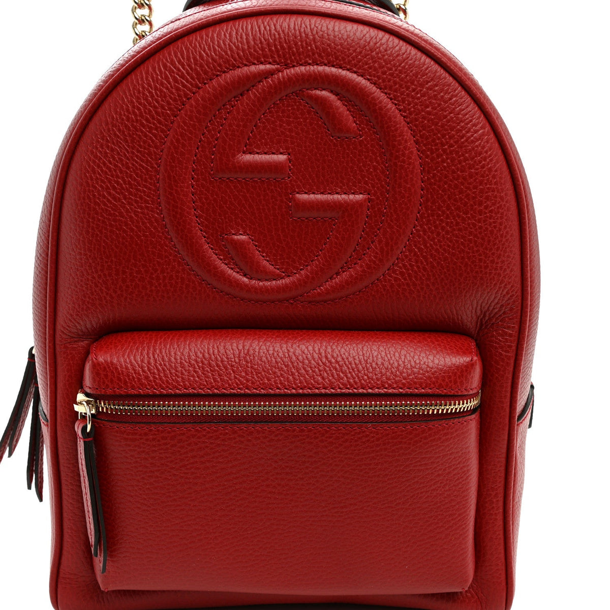 Pebbled Calfskin Soho Chain Backpack Hibiscus Red