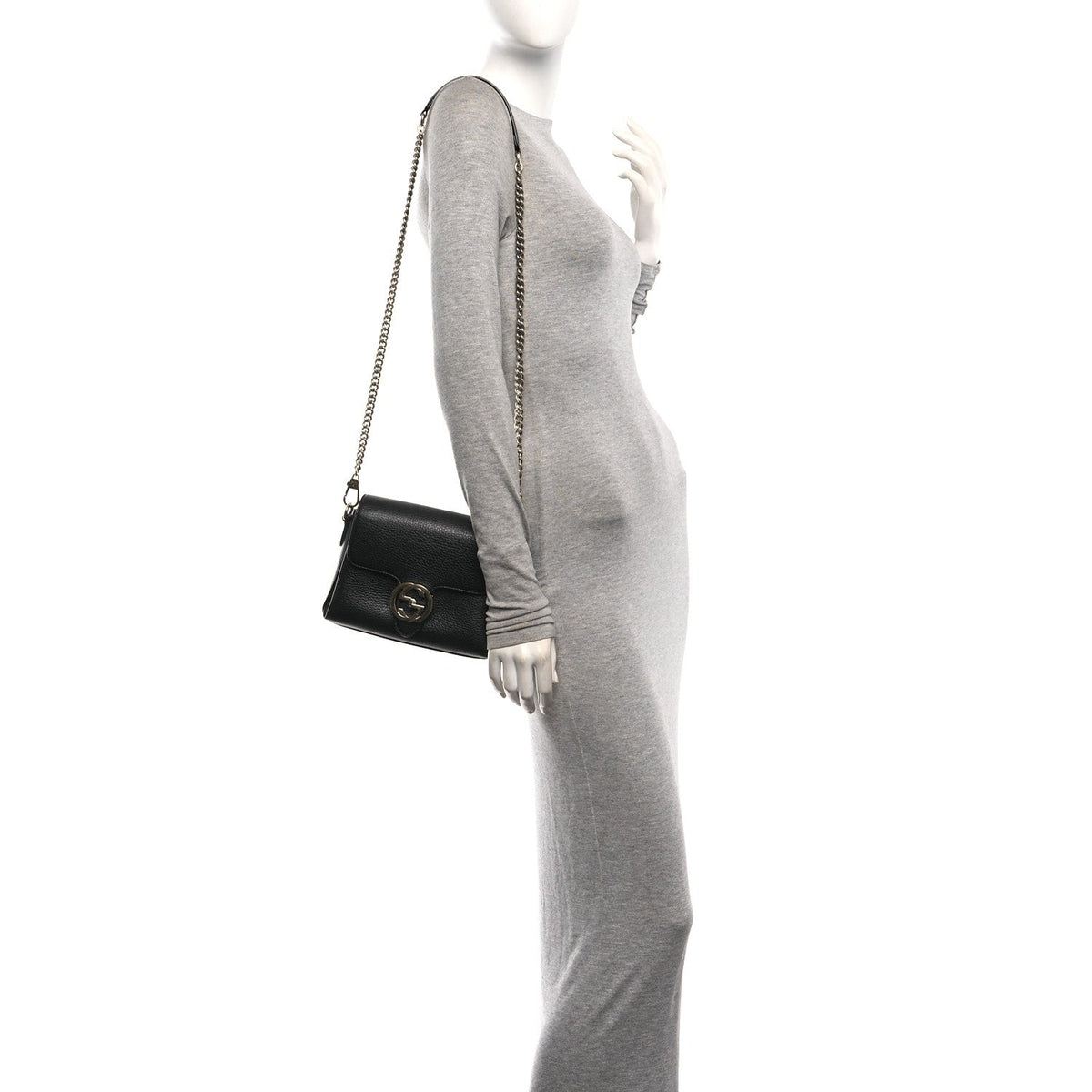 Dollar Calfskin Interlocking G Crossbody Bag Black