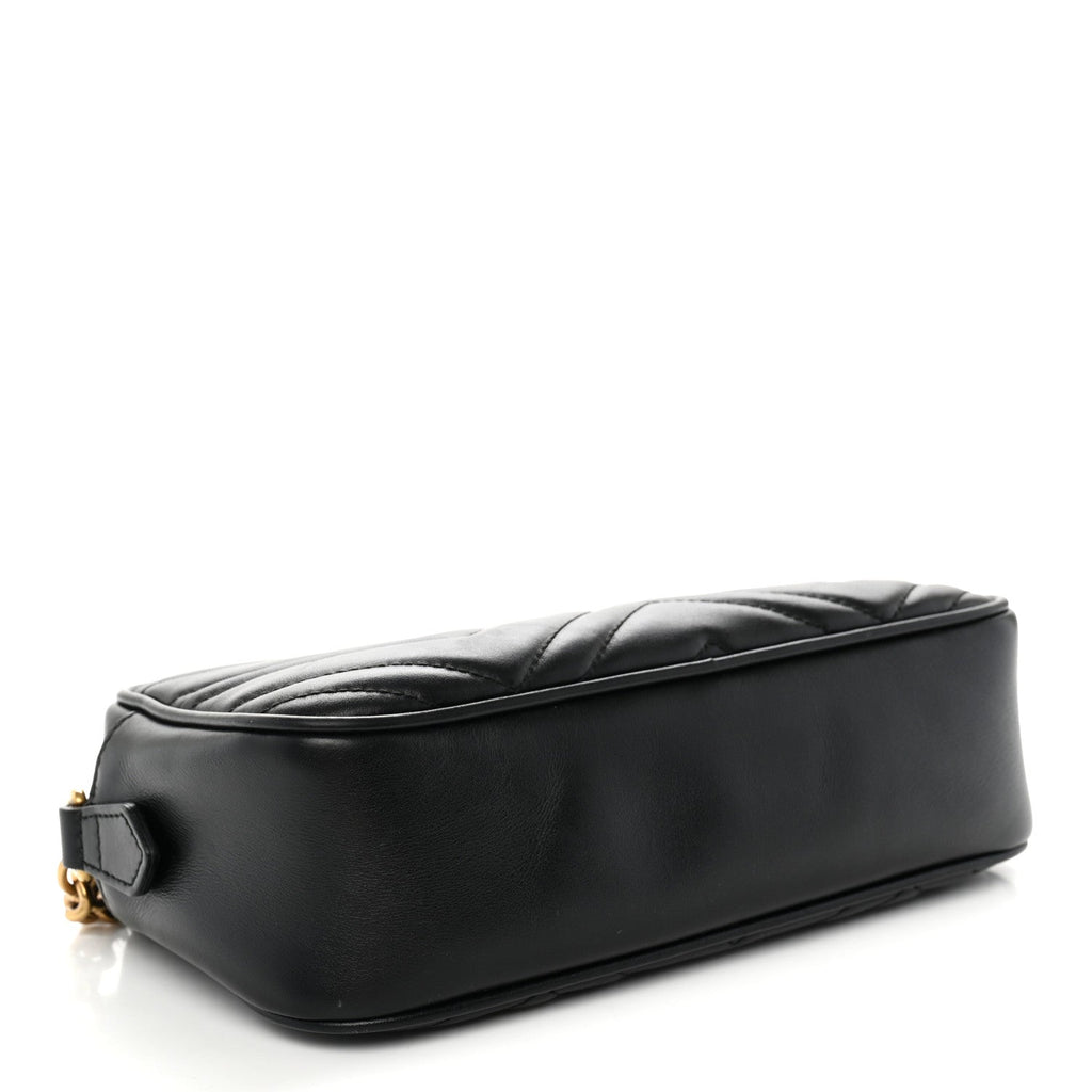 Calfskin Matelasse Small GG Marmont Chain Shoulder Bag Black
