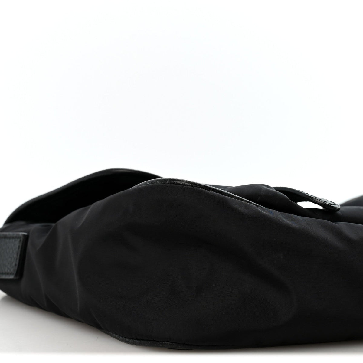 Nylon Monogram Double Buckle Flap Messenger Bag Black