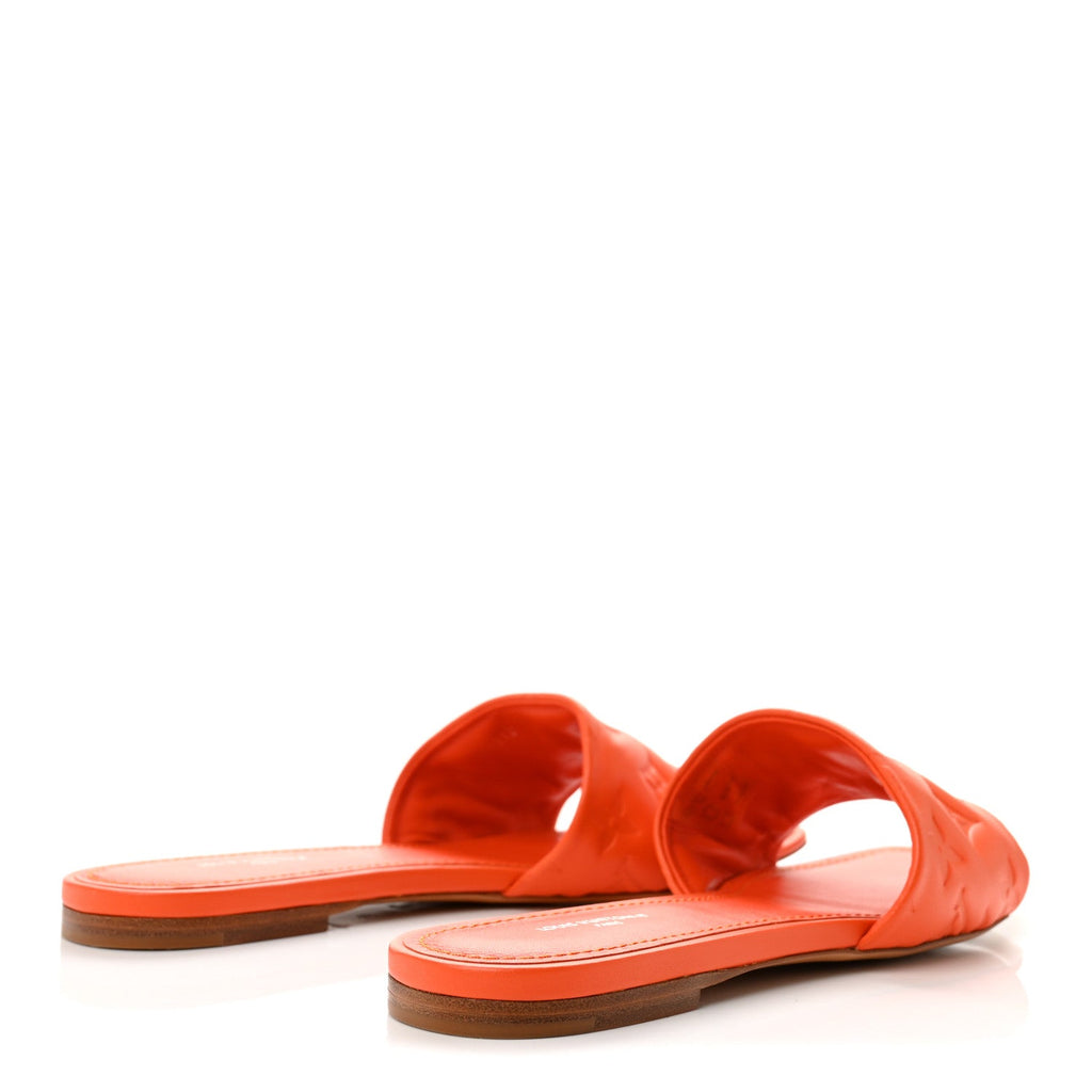 Lambskin Embossed Monogram Revival Flat Mules 39 Orange