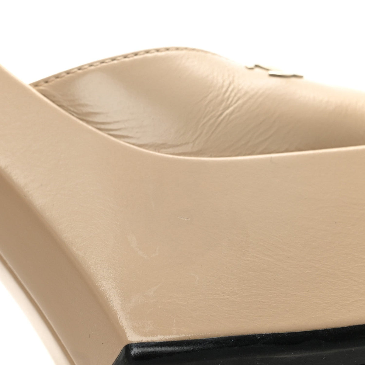 Calfskin CC Platform Sandals 37 Light Beige